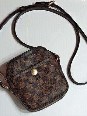 Louis Vuitton Brown Check Crossbody with Gold Hardware